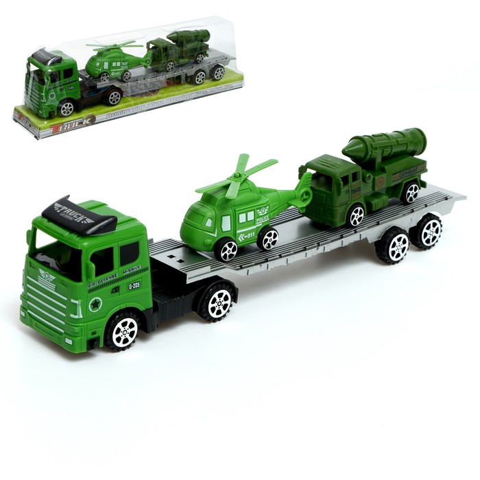 Грузовик инерционный «Военный автовоз», с техникой, 2 машины в комплекте грузовик инерционный военный автовоз с техникой 2 машины в комплекте