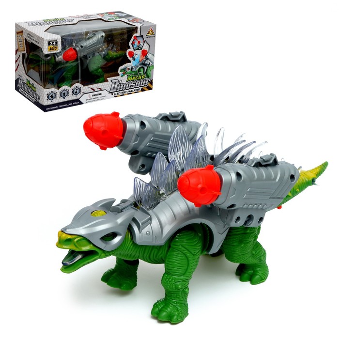 Динозавр «Дино-воин», работает от батареек, стреляет ракетами, свет и звук, цвет МИКС машина тачка работает от батареек стреляет дисками свет и звук цвет синий
