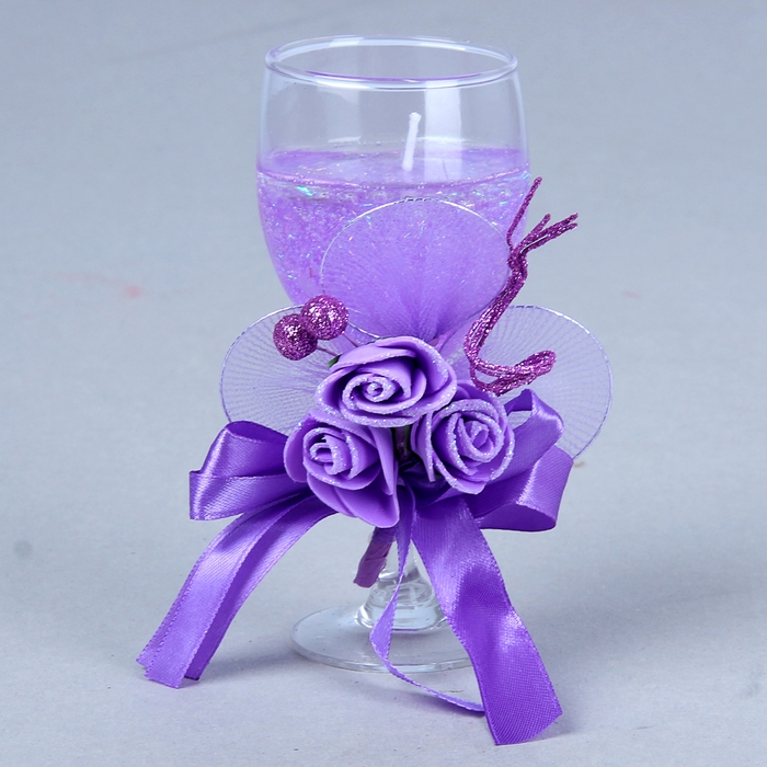 Свеча гелевая "Королевский цветок", цвет фиолетовый