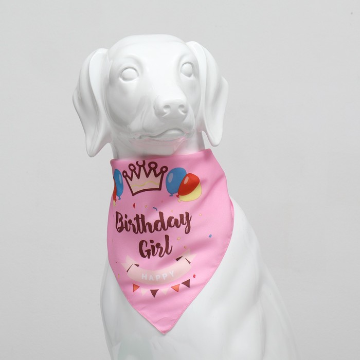 фото Платок для животных "с днём рождения", 15 х 12 х 1 см, розовый пижон