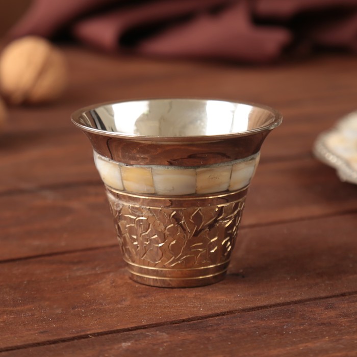 Набор посуды с перламутровыми вставками "Пава": поднос, 6 чашек, чайник