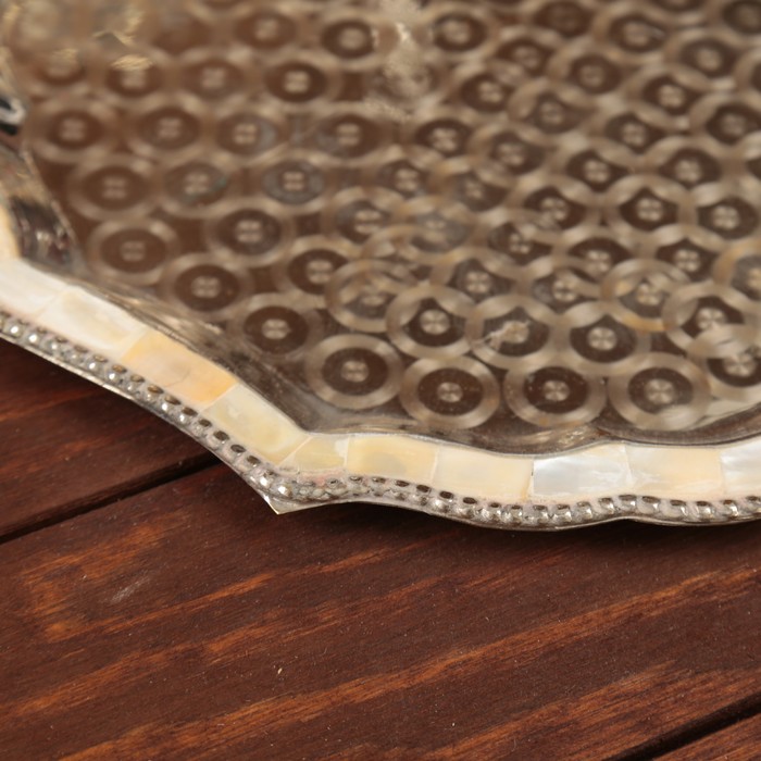 Набор посуды с перламутровыми вставками "Пава": поднос, 6 чашек, чайник