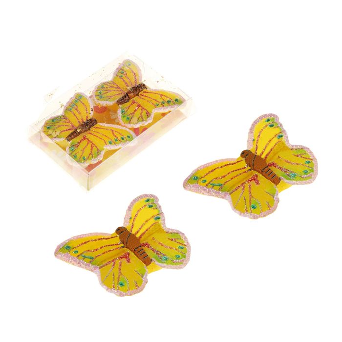 Свечи восковые (набор 2 шт) "Бабочка", цвет желтый