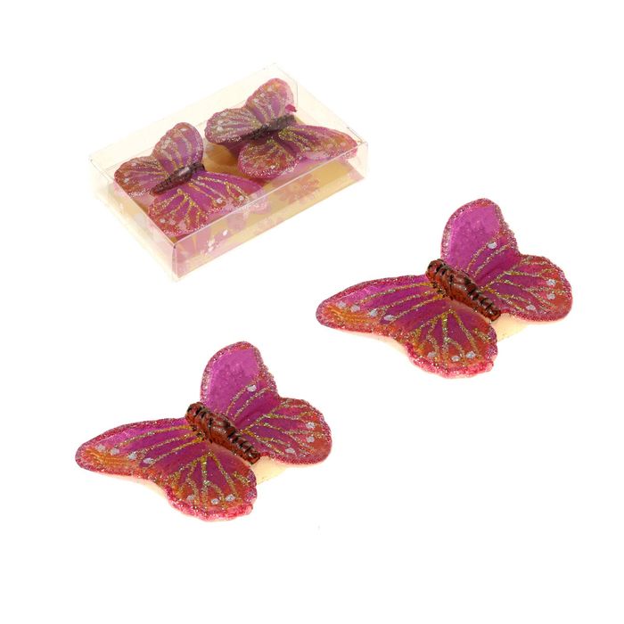 Свечи восковые (набор 2 шт) "Бабочка", цвет розовый