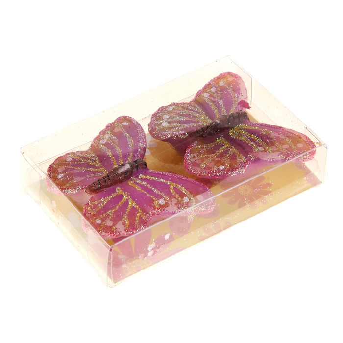 Свечи восковые (набор 2 шт) "Бабочка", цвет розовый