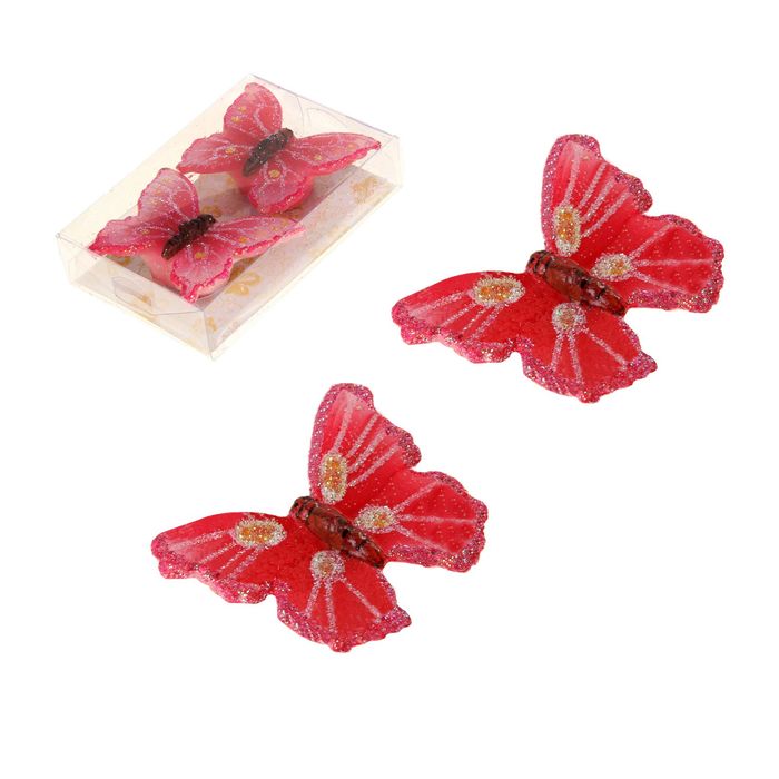 Свечи восковые (набор 2 шт) "Бабочка", цвет красный