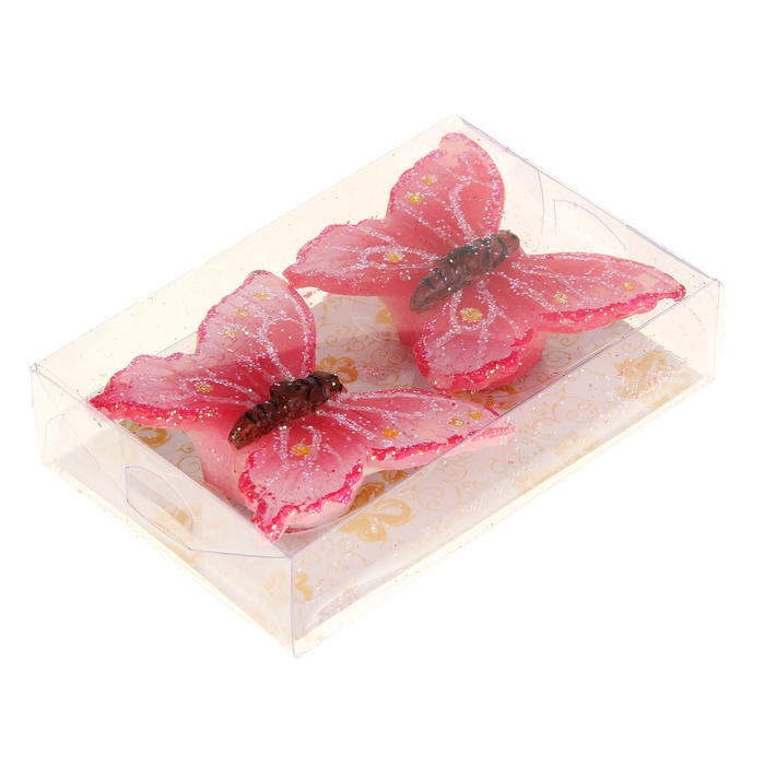 Свечи восковые (набор 2 шт) "Бабочка", цвет красный