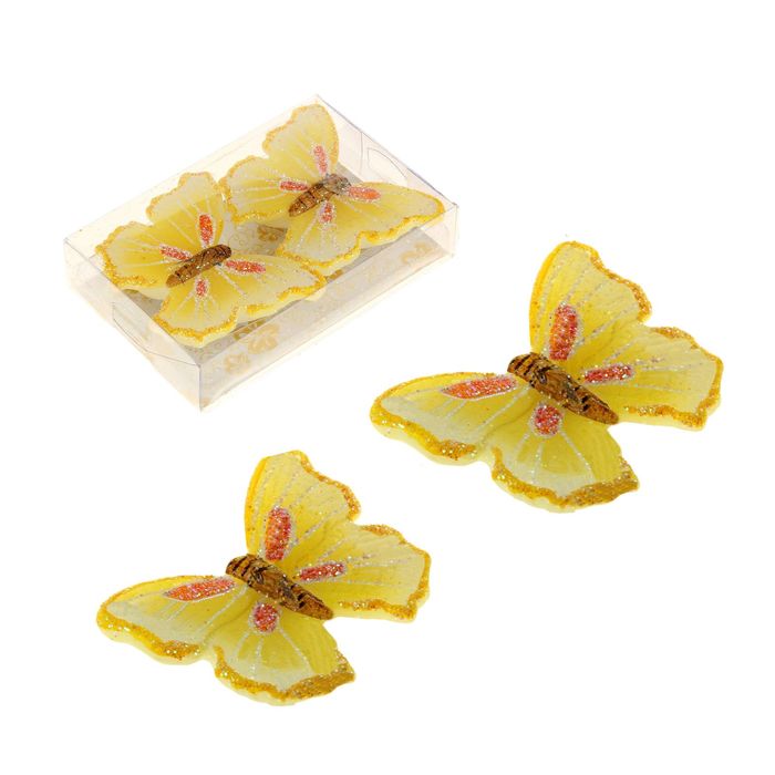 Свечи восковые (набор 2 шт) "Бабочка", цвет желтый