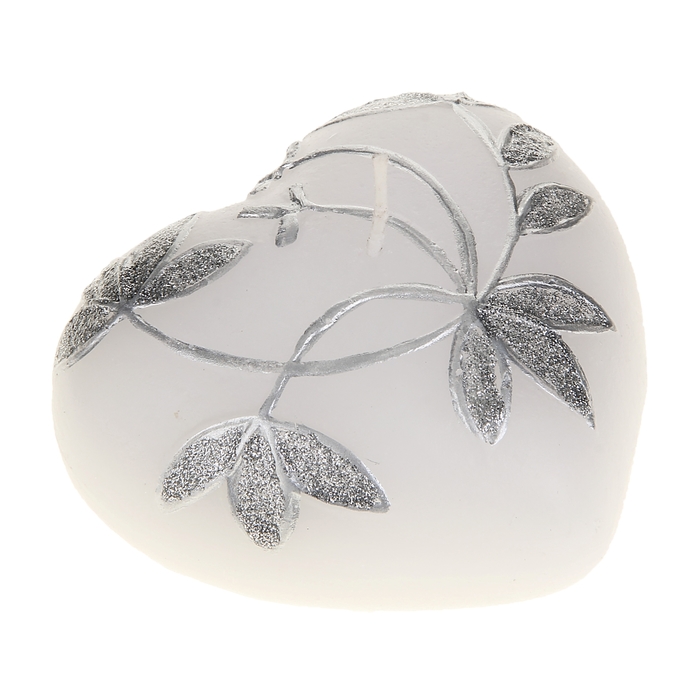 Свеча восковая "Сердце и листочки", цвет белый