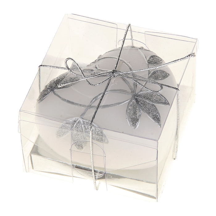 Свеча восковая "Сердце и листочки", цвет белый