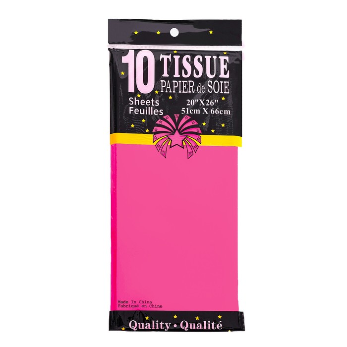 Бумага упаковочная тишью,Неоновая серия, розовый , 50 см х 66 см