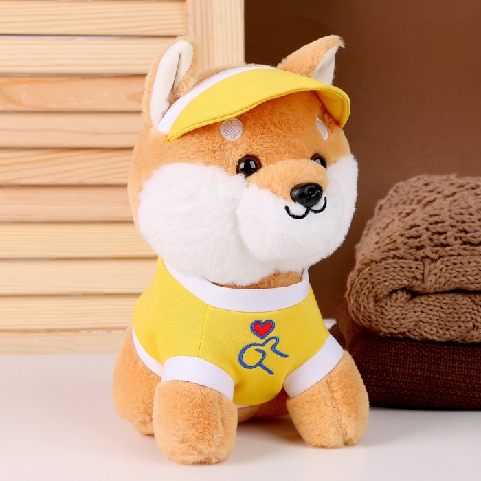 Мягкая игрушка «Собака» в жёлтой кепке, 23 см