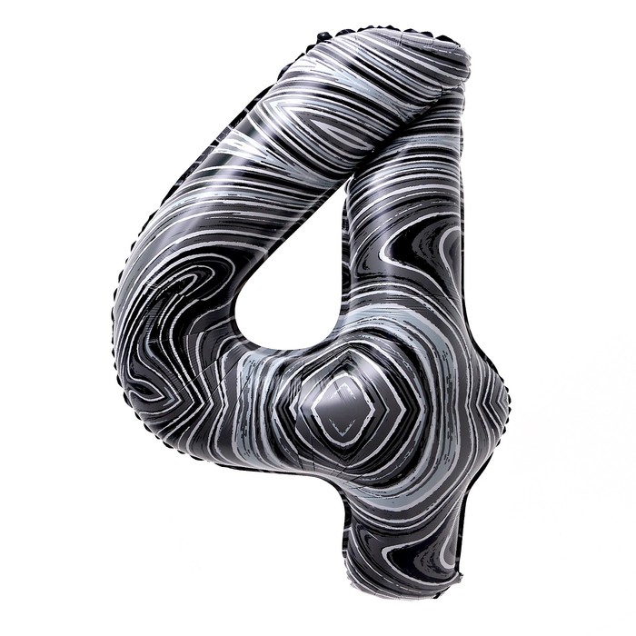 Шар фольгированный 40 «Цифра 4», чёрный мрамор