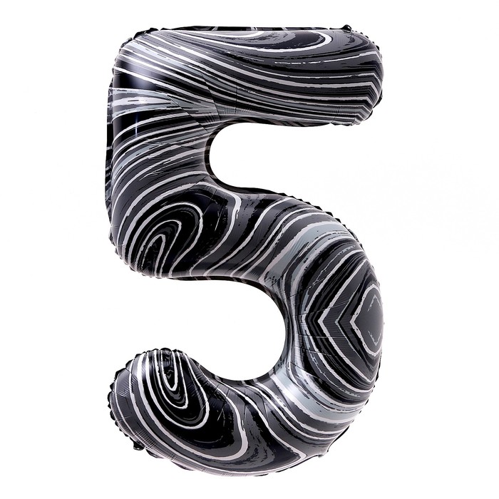 Шар фольгированный 40 «Цифра 5», чёрный мрамор