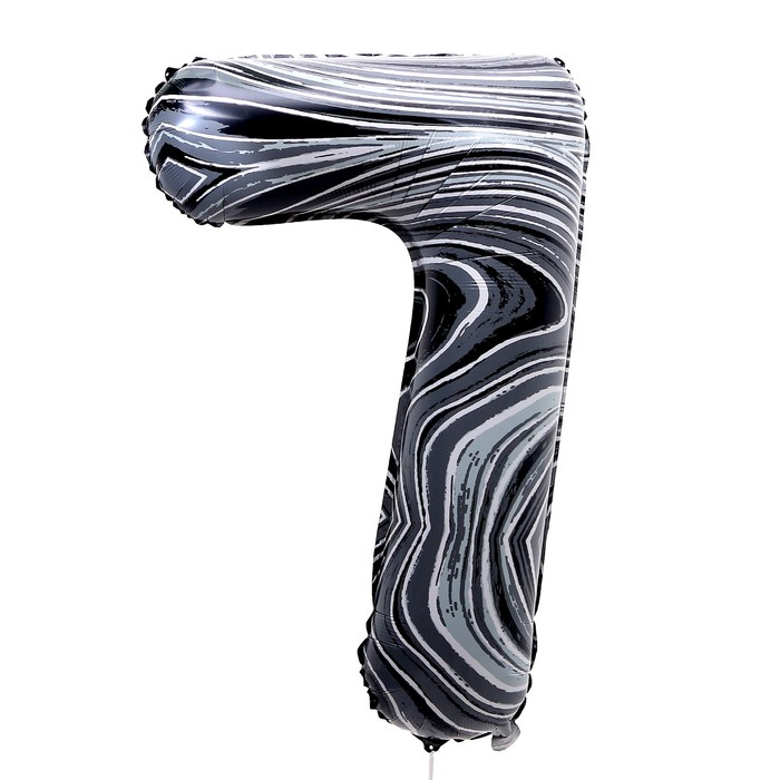 Шар фольгированный 40 «Цифра 7», чёрный мрамор