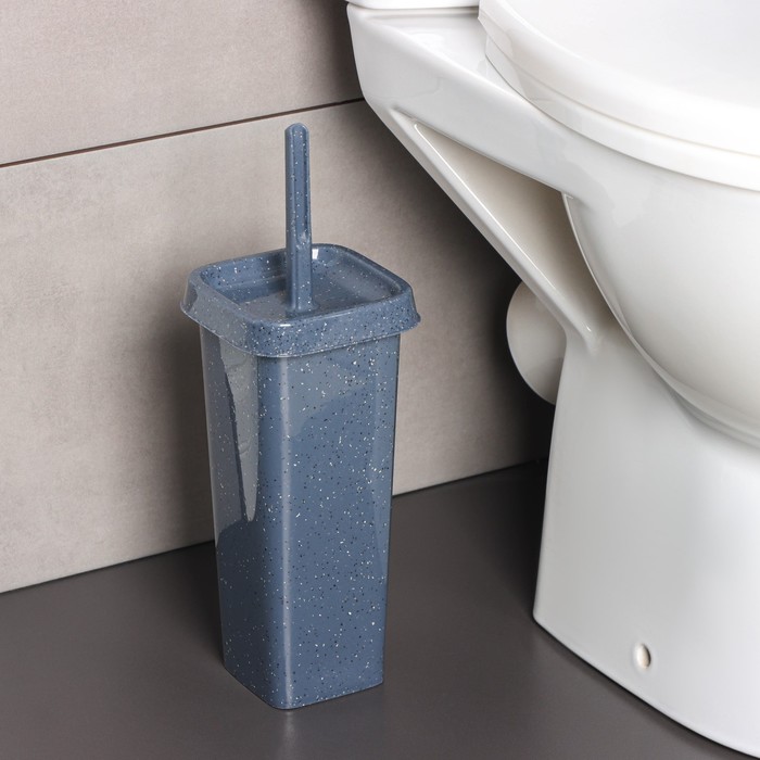 Комплект для туалета: ёршик с подставкой Spin&Clean STONE, темный камень масленка stone цвет темный камень