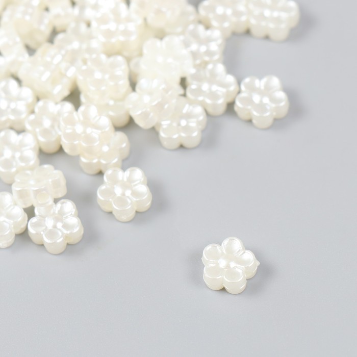 Бусины для творчества пластик Жемчужные микро цветочки набор 60 шт 0,5х0,9х0,9 см