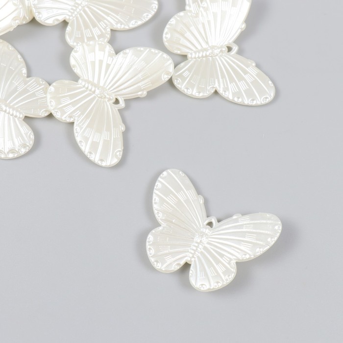 Декор для творчества пластик Бабочки жемчужные набор 10 шт 4,1х4,1 см цена и фото