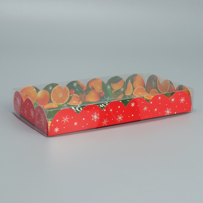 фото Коробка для кондитерских изделий с pvc крышкой «мандарины», 10.5 × 21 × 3 см дарите счастье