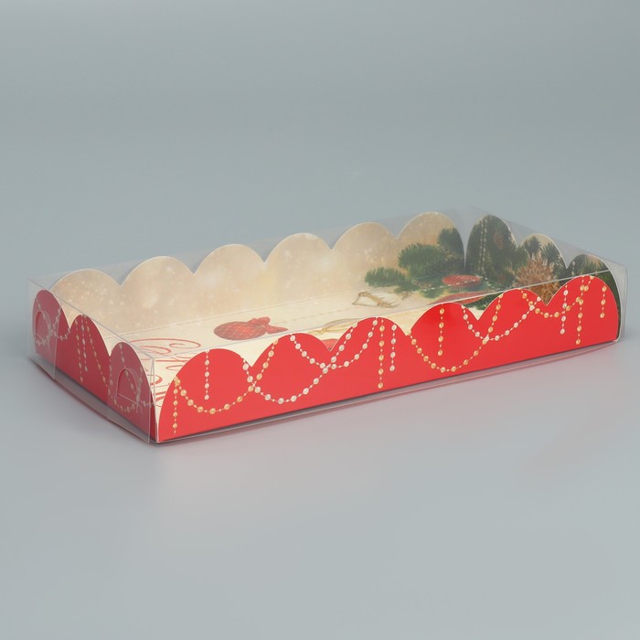 

Коробка для кондитерских изделий с PVC крышкой «С Новым годом», 10.5 × 21 × 3 см