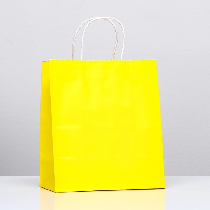 Пакет крафт Радуга, жёлтый, 22 х 12 х 25 см, 150 г/м2