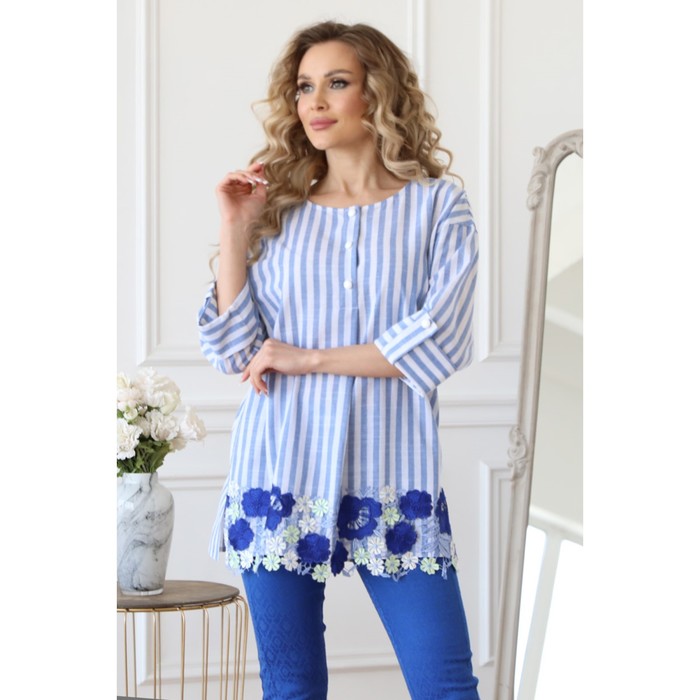 Блуза женская, размер 42, цвет синий