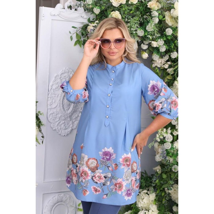 фото Рубашка женская, размер 56, цвет голубой wisell
