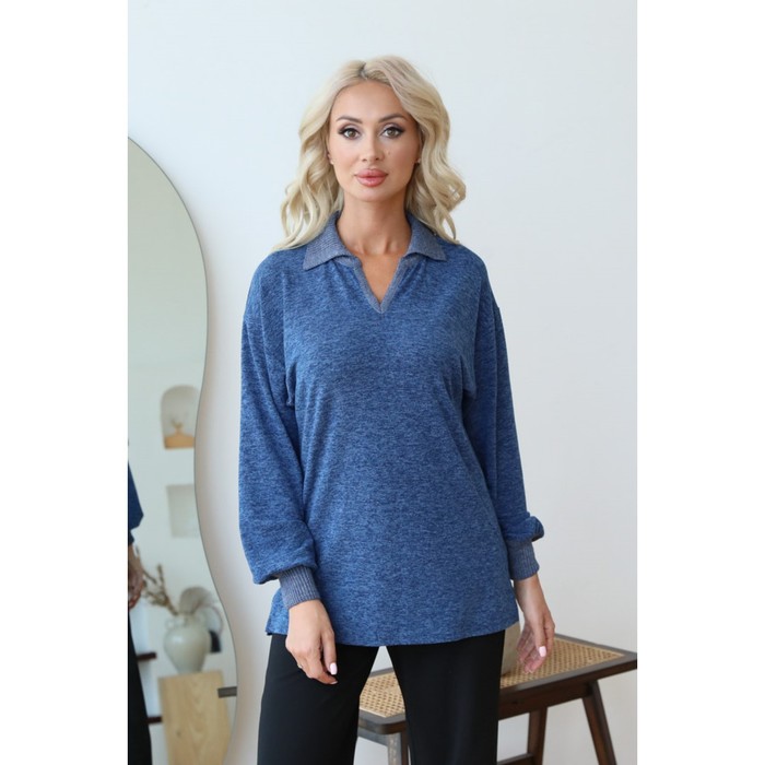 цена Пуловер женский, размер 46, цвет синий