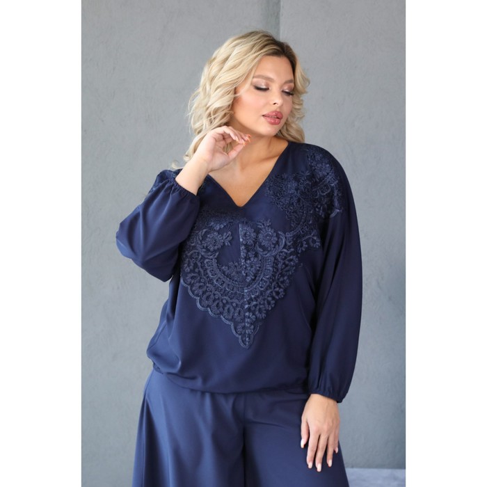цена Пуловер женский, размер 52, цвет синий