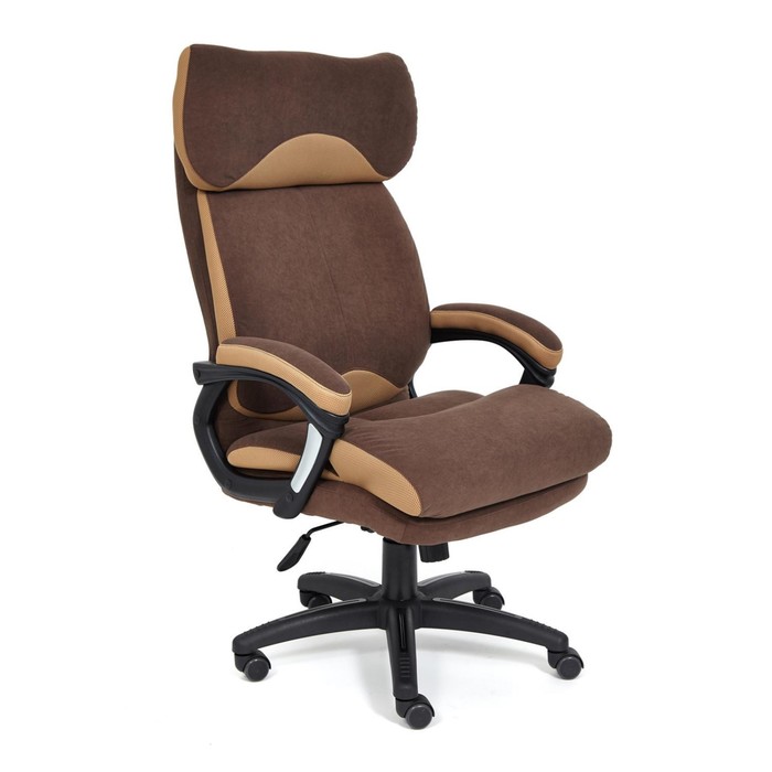 Кресло руководителя DUKE флок/ткань, коричневый/бронза, 6/TW-21