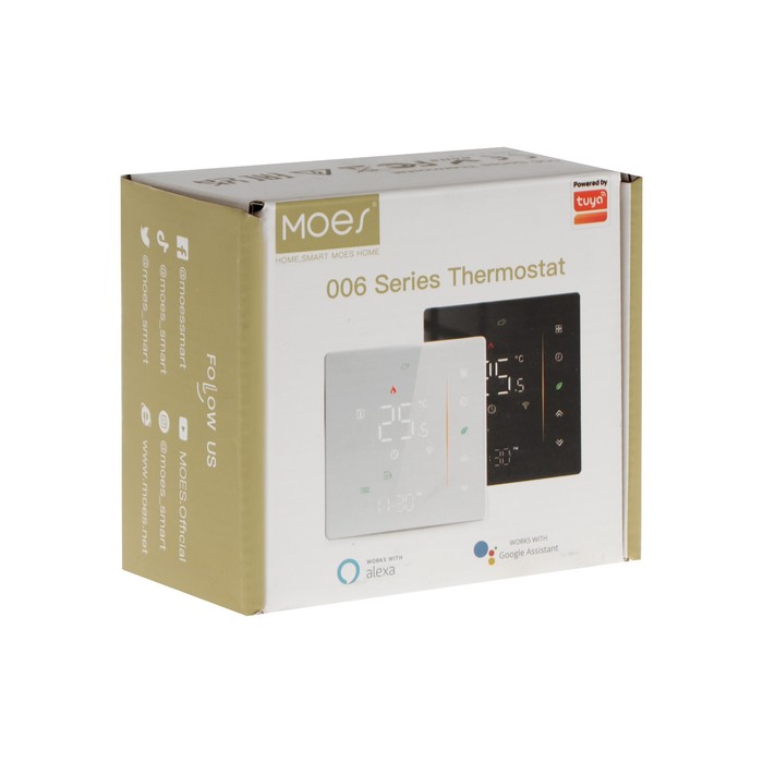 

Умный термостат MOES ZHT-006-GB-WH-MS, Zigbee, 95-240В, голосове управление, 7 режимов, IP20