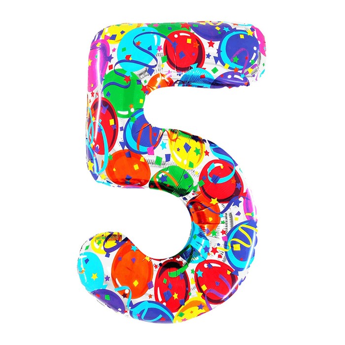 Шар фольгированный 40 «Цифра 5», яркие шары
