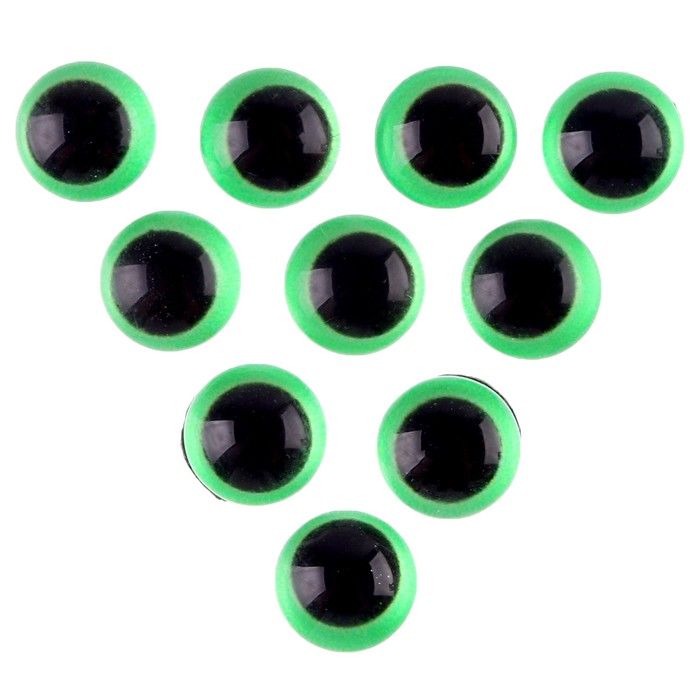 фото Глаза на клеевой основе, набор 10 шт., размер 1 шт. — 8 мм, цвет зелёный школа талантов