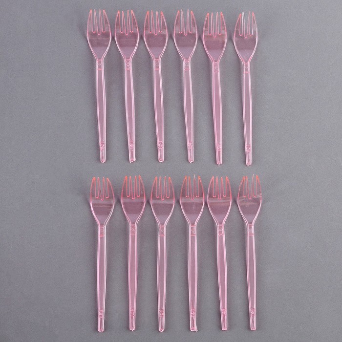 Вилки пластиковые, в наборе 12 шт., цвет розовый вилки пластиковые в наборе 12 штук цвет золото