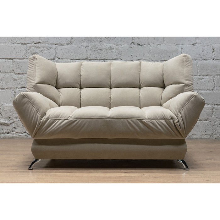 Прямой диван «Люкс 2», механизм клик-кляк, велюр, цвет selfie cream