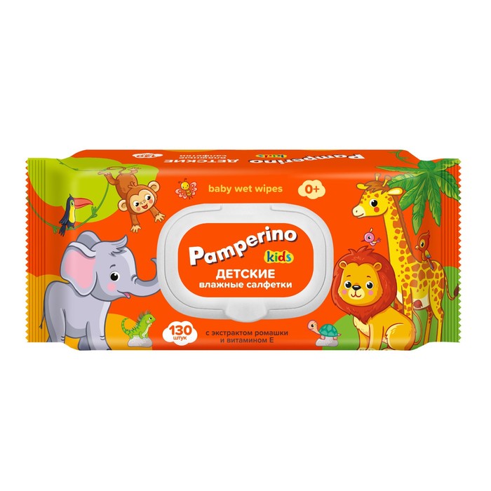 

Влажные салфетки детские Pamperino Kids с ромашкой и витамином Е, 130 шт.