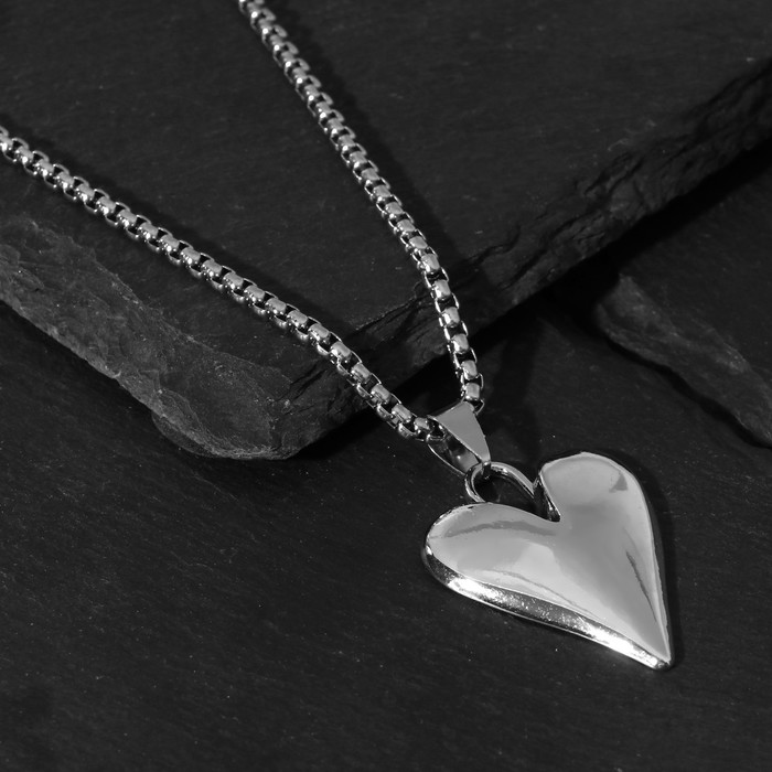 Кулон «Сердце» вытянутое, цвет серебро, 70 см кулон серебро сердце с пяточками красная пресня б5309730