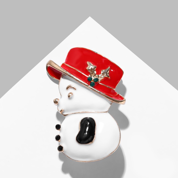 Брошь «Снеговик» в шляпке, цветная в золоте брошь снеговик в шляпе цветная в золоте
