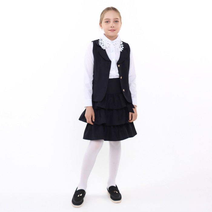 Школьный костюм для девочек, цвет тёмно-синий, рост 134 см школьный костюм для девочек цвет чёрный рост 134 см
