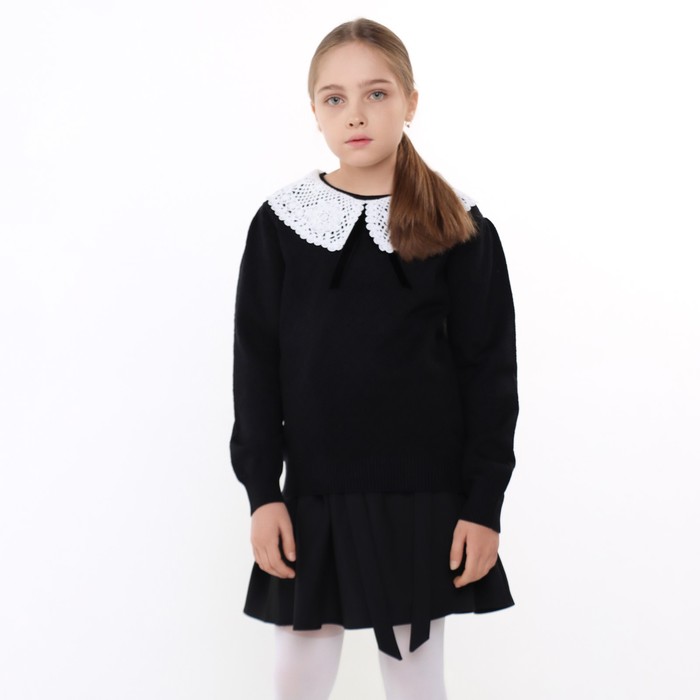Джемпер школьный для девочки, цвет черный, рост 134 см