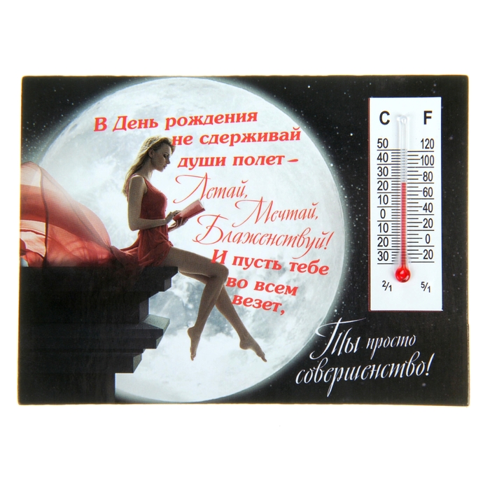 Магнит с термометром "В День Рождения, ты просто совершенство"