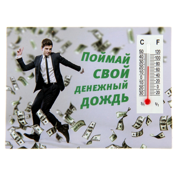 Магнит с термометром "Поймай свой денежный дождь"