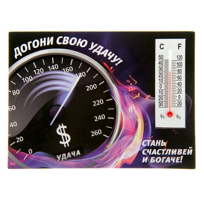 Магнит с термометром "Догони свою удачу"