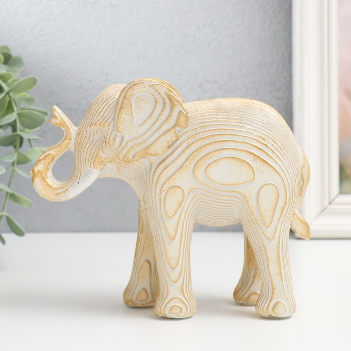 Сувенир полистоун Белый слон с золотом - слои 16х7х13,5 см