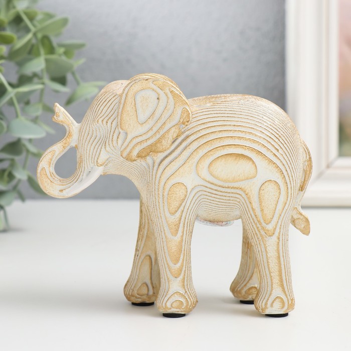 Сувенир полистоун Белый слон с золотом - слои 12х5х10 см