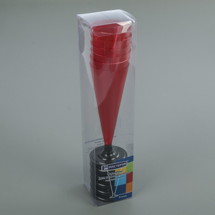 Набор фужеров для шампанского одноразовых 180 мл, 6 шт, цвет МИКС