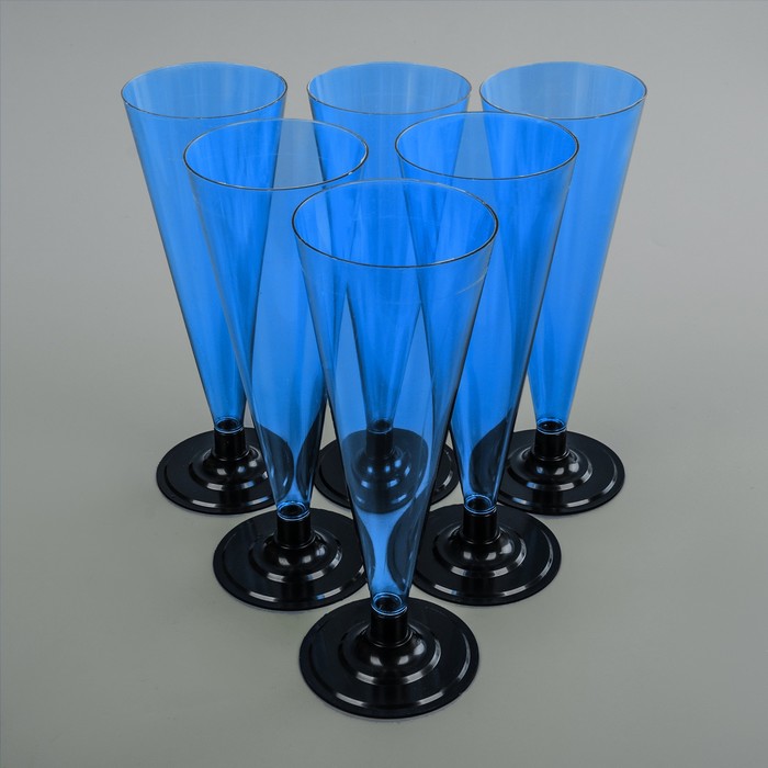 Набор фужеров для шампанского одноразовых 180 мл, 6 шт, цвет МИКС