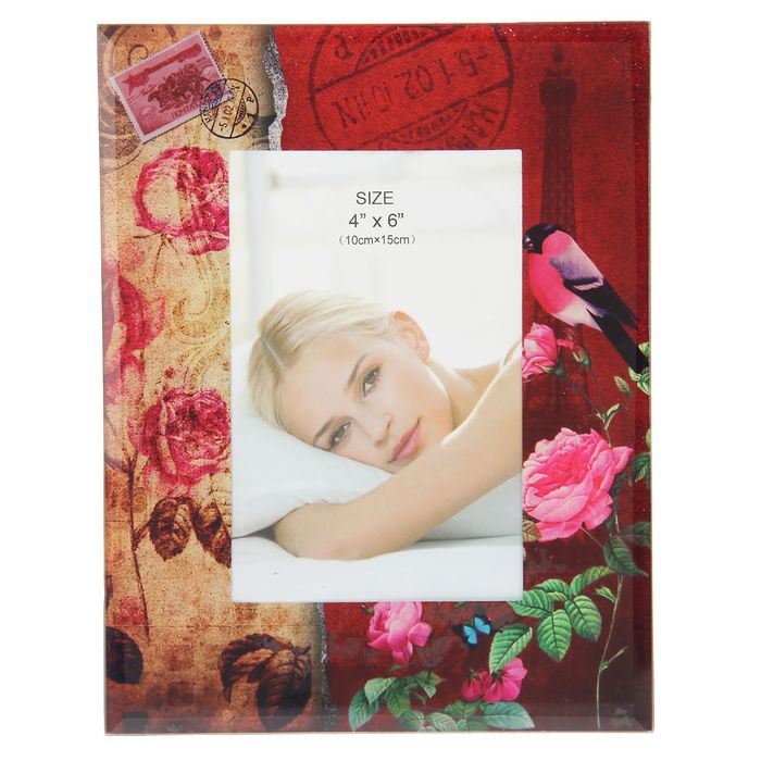 Фоторамка "Малиновка на розовом кусте" 10х15 см
