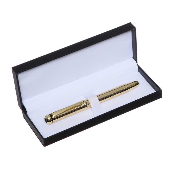 Ручка подарочная перьевая в кожзам футляре, корпус золото, серебро цена и фото
