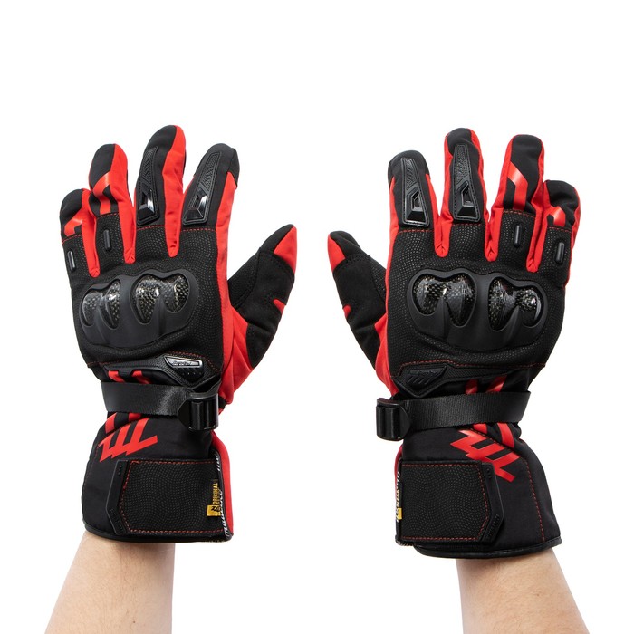 Перчатки мотоциклетные, защитные, утепленные, XL, красный перчатки рабочие утепленные усиленные berta хлопковые размер xl